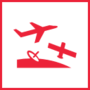 Red framed Icon of Aircraft and Aerospace Industry